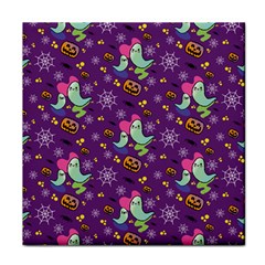 Pumpkin Ghost Skeleton Pattern Face Towel by Jatiart