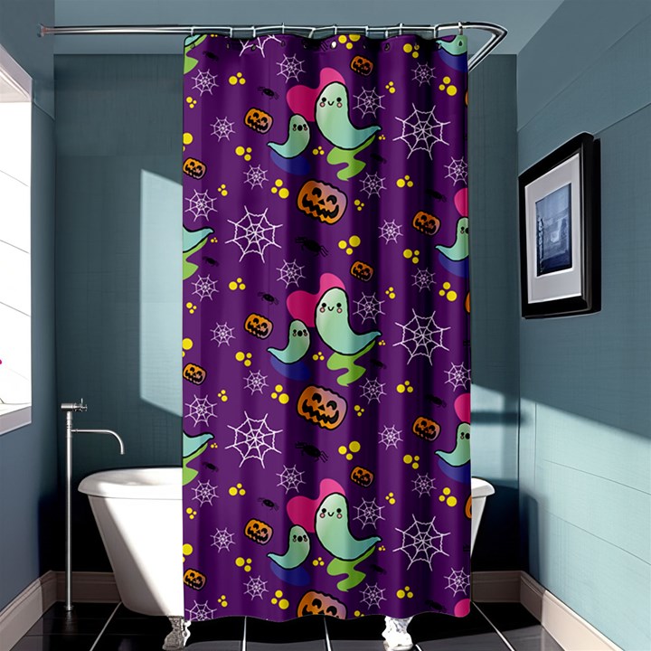 Pumpkin Ghost Skeleton Pattern Shower Curtain 36  x 72  (Stall) 