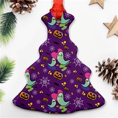 Pumpkin Ghost Skeleton Pattern Ornament (christmas Tree)  by Jatiart