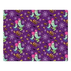 Pumpkin Ghost Skeleton Pattern Premium Plush Fleece Blanket (large) by Jatiart