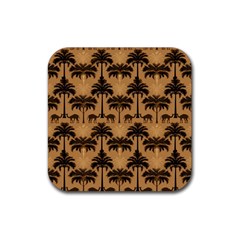 Peacock Feathers Rubber Coaster (square) by Jatiart