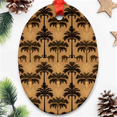 Camel Palm Tree Patern Ornament (oval) by Jatiart