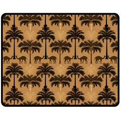 Camel Palm Tree Patern Fleece Blanket (medium) by Jatiart