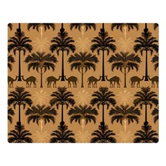 Camel Palm Tree Patern Two Sides Premium Plush Fleece Blanket (large) by Jatiart