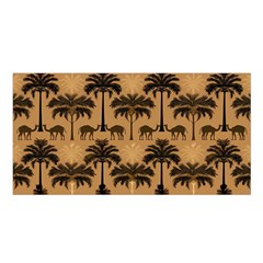 Camel Palm Tree Patern Satin Shawl 45  X 80  by Jatiart