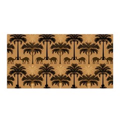 Camel Palm Tree Patern Satin Wrap 35  X 70  by Jatiart