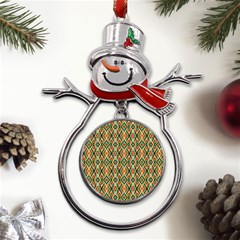 Pattern Design Vintage Abstract Metal Snowman Ornament by Jatiart