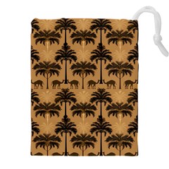 Camel Palm Tree Patern Drawstring Pouch (4xl) by Jatiart