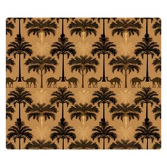 Camel Palm Tree Patern Premium Plush Fleece Blanket (small)