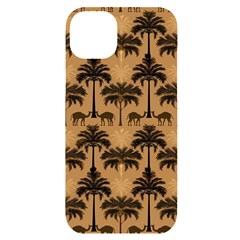 Camel Palm Tree Patern Iphone 14 Plus Black Uv Print Case by Jatiart