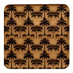 Camel Palm Tree Patern Square Glass Fridge Magnet (4 Pack) by Jatiart