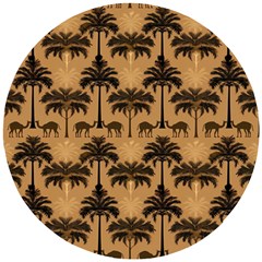 Pattern Background Decorative Wooden Puzzle Round by Jatiart