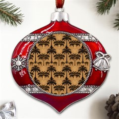 Pattern Background Decorative Metal Snowflake And Bell Red Ornament