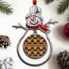 Abstract Design Background Pattern Metal Snowman Ornament