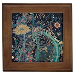 Vintage Peacock Feather Framed Tile by Jatiart