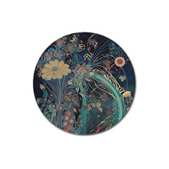 Vintage Peacock Feather Magnet 3  (round) by Jatiart