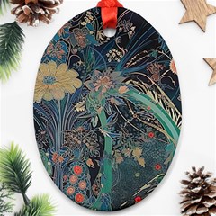 Vintage Peacock Feather Oval Ornament (two Sides) by Jatiart