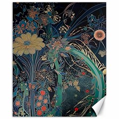 Vintage Peacock Feather Canvas 16  X 20  by Jatiart