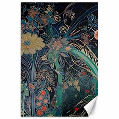 Vintage Peacock Feather Canvas 24  X 36  by Jatiart