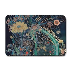 Vintage Peacock Feather Small Doormat by Jatiart