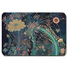 Vintage Peacock Feather Large Doormat by Jatiart