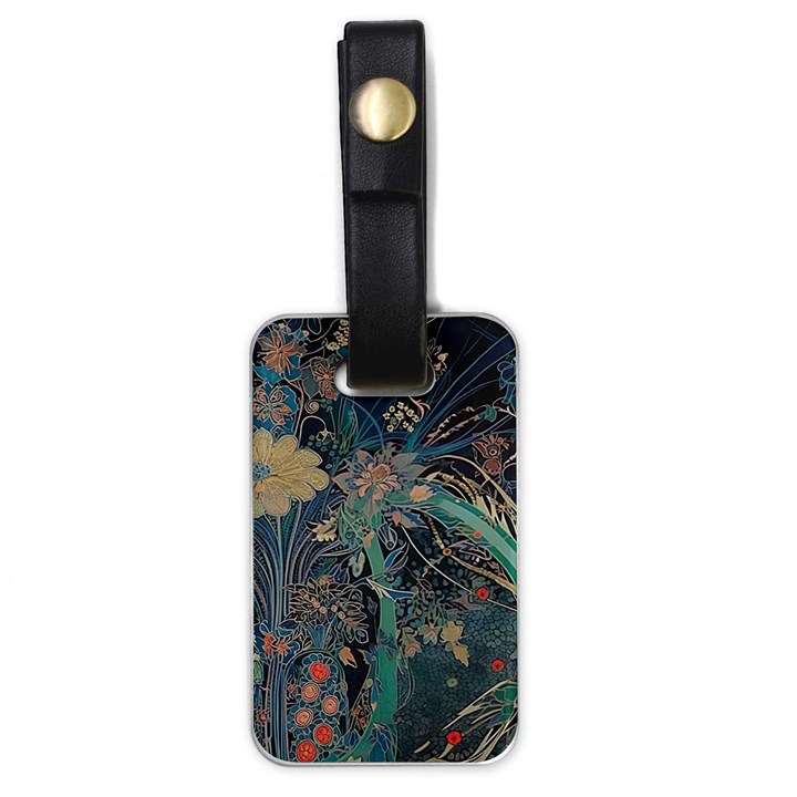 Vintage Peacock Feather Luggage Tag (one side)