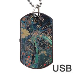 Vintage Peacock Feather Dog Tag Usb Flash (one Side) by Jatiart