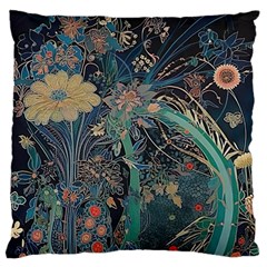 Vintage Peacock Feather Large Cushion Case (two Sides) by Jatiart