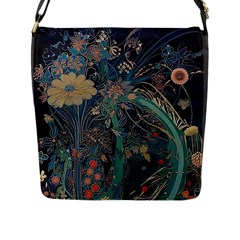 Vintage Peacock Feather Flap Closure Messenger Bag (l) by Jatiart