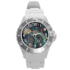 Bird Flower Tree Forest Round Plastic Sport Watch (l) by Jatiart