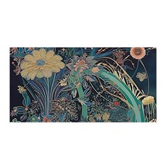 Vintage Peacock Feather Satin Wrap 35  X 70  by Jatiart