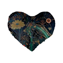 Flowers Trees Forest Standard 16  Premium Heart Shape Cushions by Jatiart