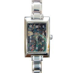 Vintage World Map Rectangle Italian Charm Watch