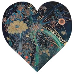 Vintage Peacock Feather Wooden Puzzle Heart