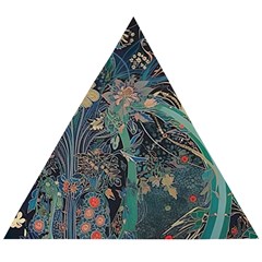 Vintage Peacock Feather Wooden Puzzle Triangle by Jatiart