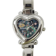 Vintage World Map Heart Italian Charm Watch by Jatiart