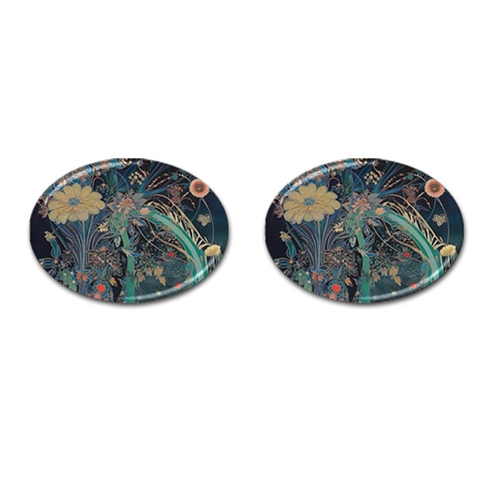 Vintage World Map Cufflinks (Oval)