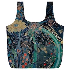 Vintage Peacock Feather Full Print Recycle Bag (xxl)