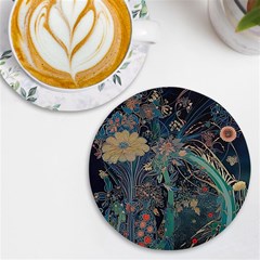 Vintage Peacock Feather Uv Print Round Tile Coaster