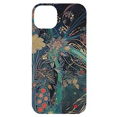 Vintage Peacock Feather Iphone 14 Plus Black Uv Print Case by Jatiart