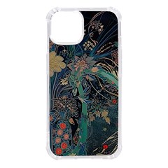 Vintage Peacock Feather Iphone 14 Tpu Uv Print Case by Jatiart