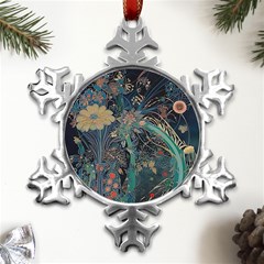 Vintage World Map Metal Small Snowflake Ornament by Jatiart