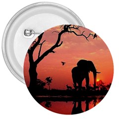 Elephant Landscape Tree Africa Sunset Safari Wild 3  Buttons by Jatiart