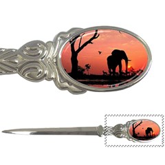 Elephant Landscape Tree Africa Sunset Safari Wild Letter Opener by Jatiart