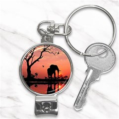 Elephant Landscape Tree Africa Sunset Safari Wild Nail Clippers Key Chain by Jatiart