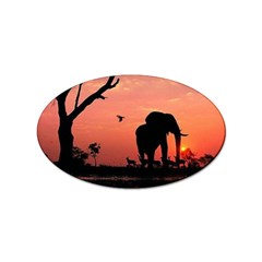 Elephant Landscape Tree Africa Sunset Safari Wild Sticker (oval) by Jatiart