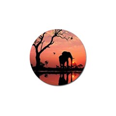 Elephant Landscape Tree Africa Sunset Safari Wild Golf Ball Marker (4 Pack) by Jatiart