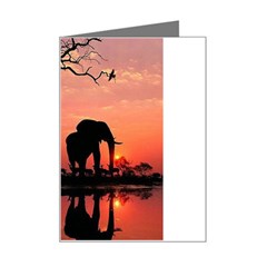 Elephant Landscape Tree Africa Sunset Safari Wild Mini Greeting Card by Jatiart