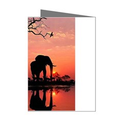 Elephant Landscape Tree Africa Sunset Safari Wild Mini Greeting Cards (pkg Of 8) by Jatiart