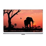 Elephant Landscape Tree Africa Sunset Safari Wild Business Card Holder Front